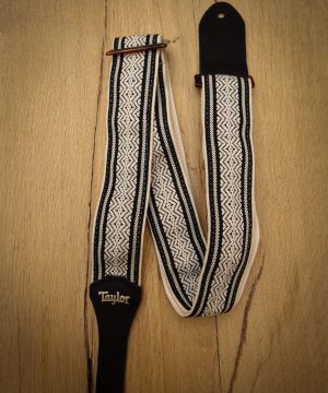 Taylor White/Black Jacquard Cotton Guitar Strap
