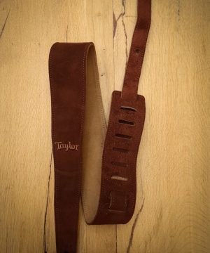 Taylor Embroidered Suede Chocolate Guitar Strap