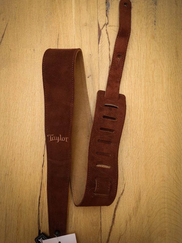 Taylor Embroidered Suede Chocolate Guitar Strap
